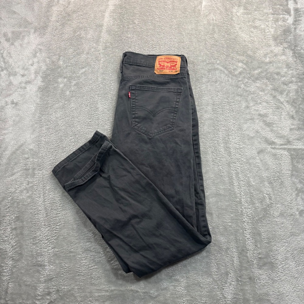 Levi's 514 Straight Fit Pants Mens 34x32 Charcoal Gray Twill Cotton